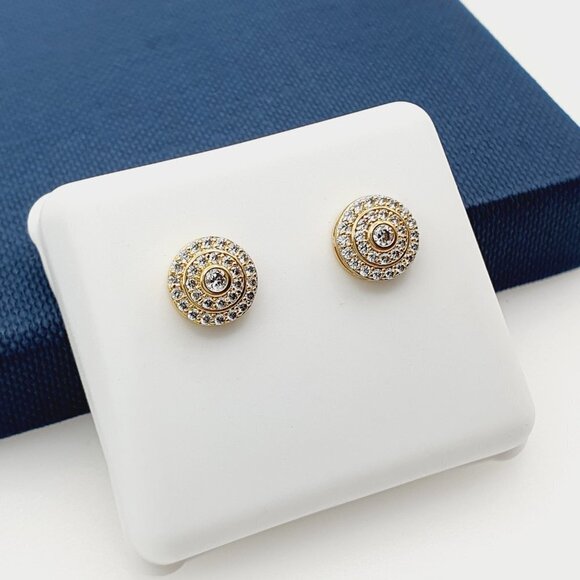 "14K Gold Plated Cubic Zircon Earrings, INUS1BR133 - Picture 3 of 9